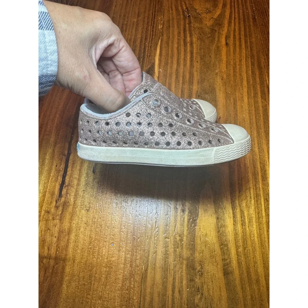 Native Jefferson Bling Rose Gold Glitter Slip On Shoes Toddler Size C5 Pink